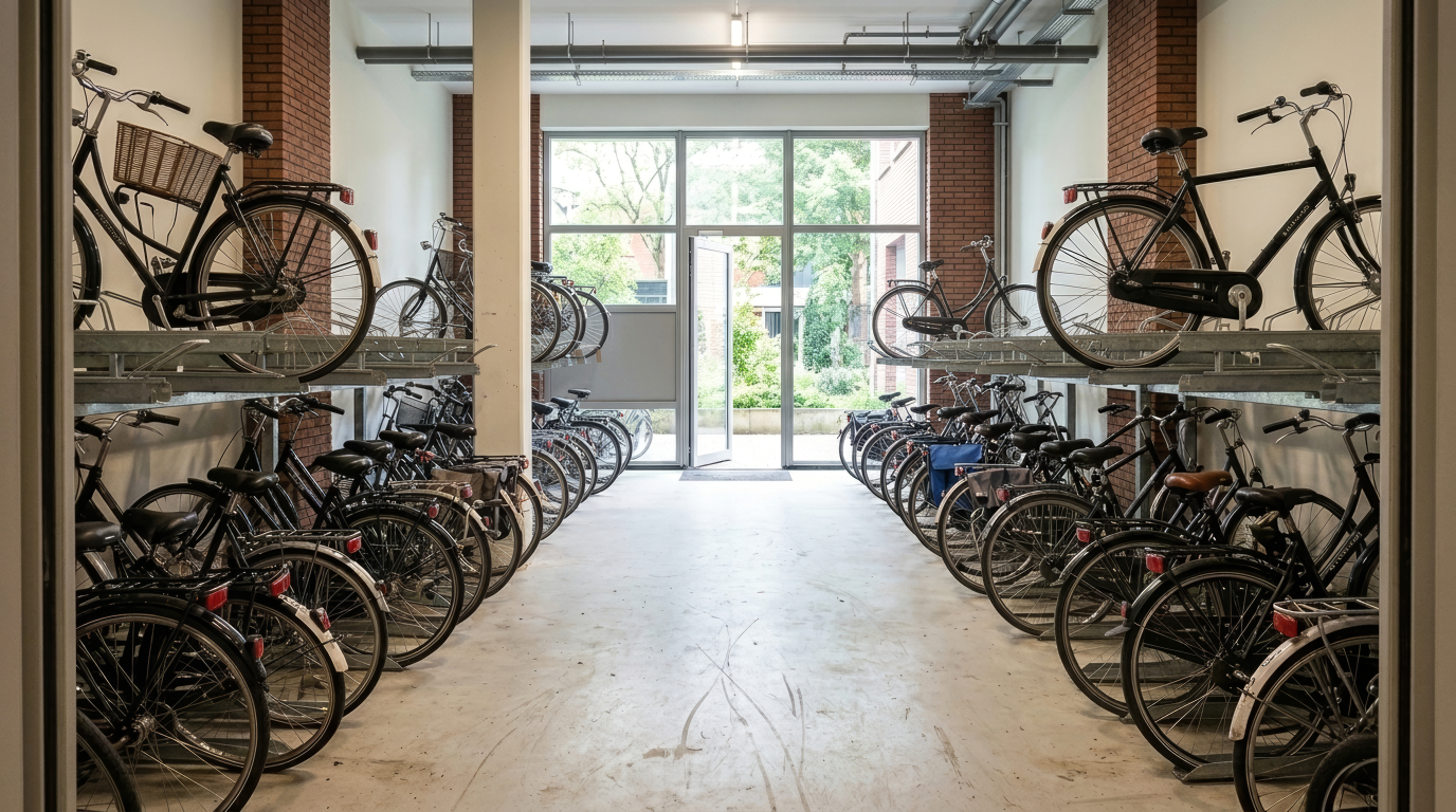 Dezelfde stalling na de opruimactie, met vrije looproutes